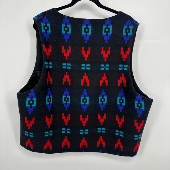 Pendleton southwest woolen mills vest men’s size XL/XXL black colorful  red blue - Picture 3 of 12